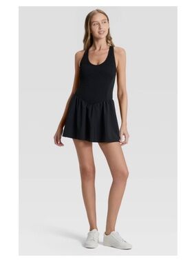 JoyLab Smocked Active Dress (Black - Extra Small)